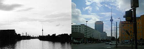 View from the Oberbaumbrücke , Kreuzberg  - View to the Alexanderplatz, Mitte